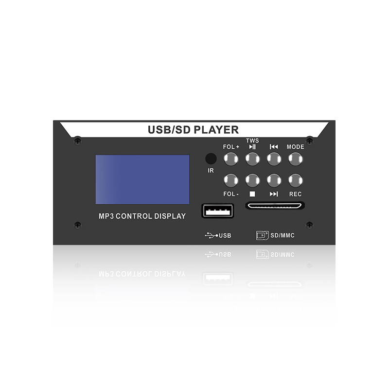 LCD8226: مشغل MP3 مزود بشاشة LCD وموصل SD/USB مزود بثمانية أزرار يعمل بالأشعة تحت الحمراء مزود بتقنية Bluetooth وTWS