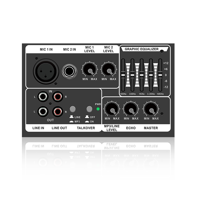 PL13-5EQ+AC: قناتان للميكروفون ووحدة وظيفية تناظرية أفقية ذات أولوية للميكروفون لمضخم الصوت من الفئة AB