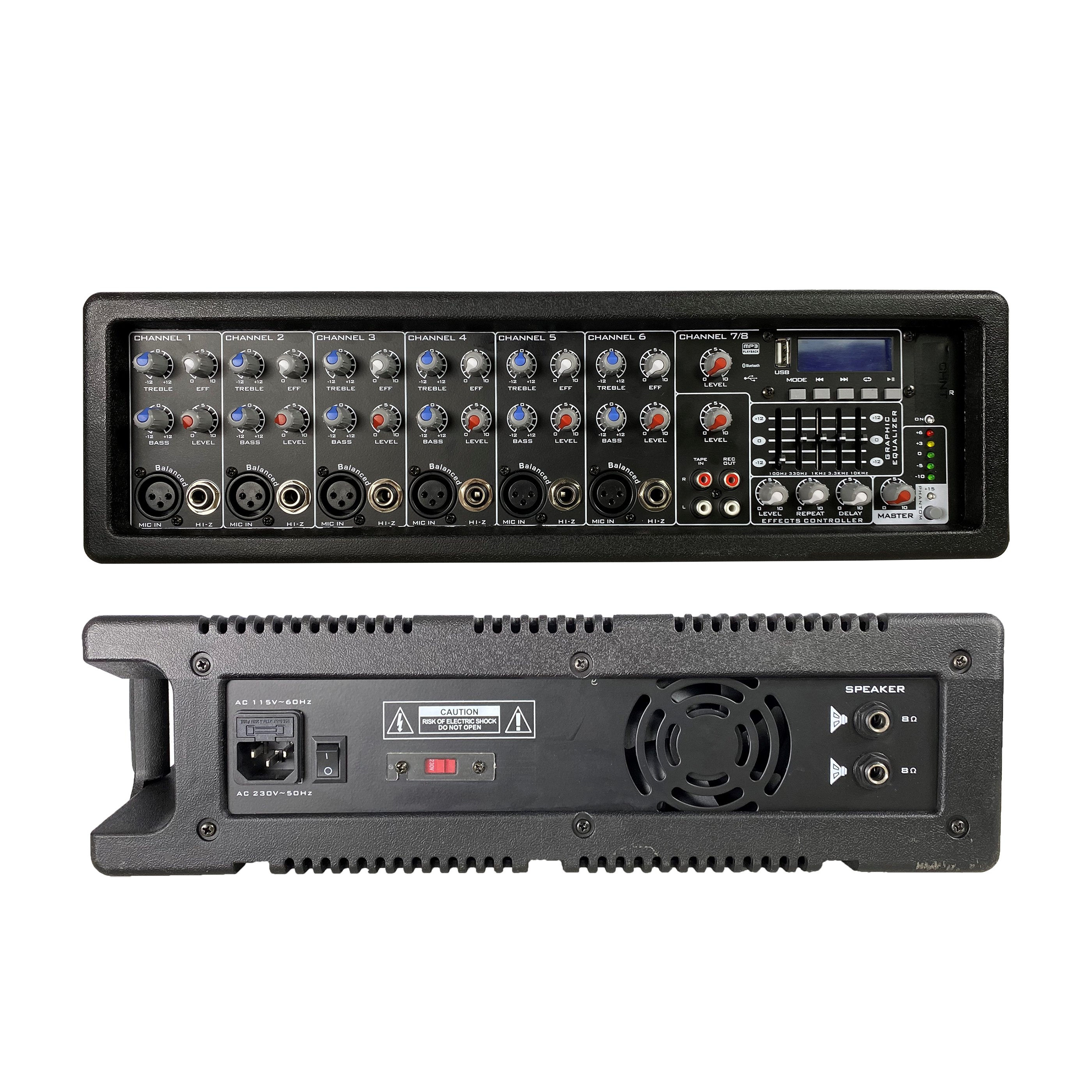 صندوق بلاستيكي مدعوم بـ 8 قنوات PA Mixer SD506